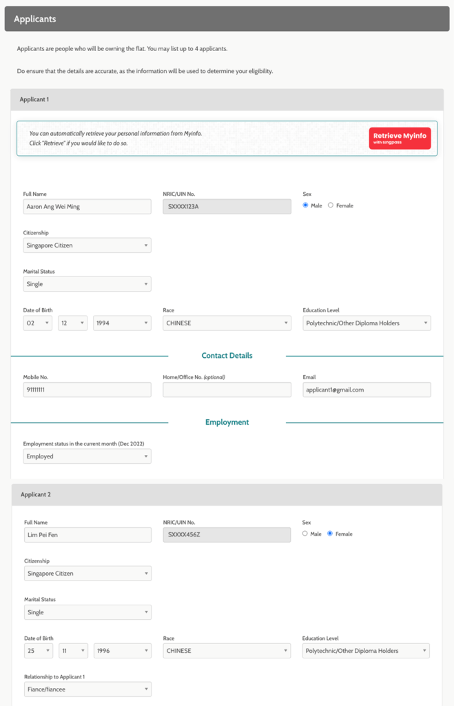 hdb Provide your household particulars and income details